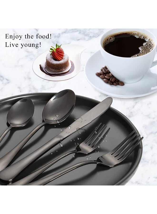 Scent Time Spoons and Forks Set, Set of 30 Top Food Grade Stainless Steel Forks and Spoons Silverware Set, Kitchen Utensils Forks (8 Inch) and Spoons (6.69 Inch) Cutlery Set, Mirror Finish & Dishwasher Safe - Image 5
